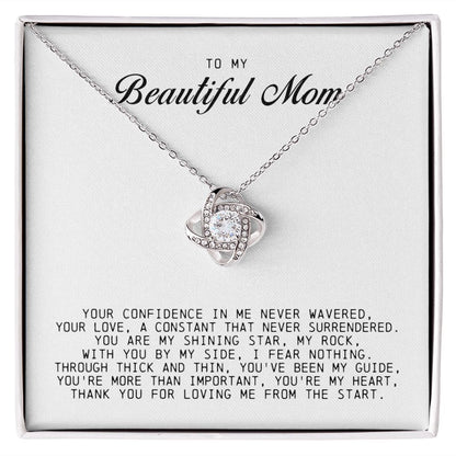 To My Beautiful Mom Love Knot Necklace