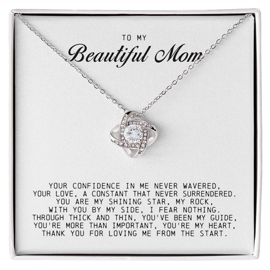 To My Beautiful Mom Love Knot Necklace