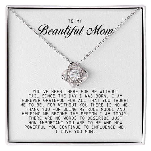 To My Beautiful Mom, Love Knot Necklace
