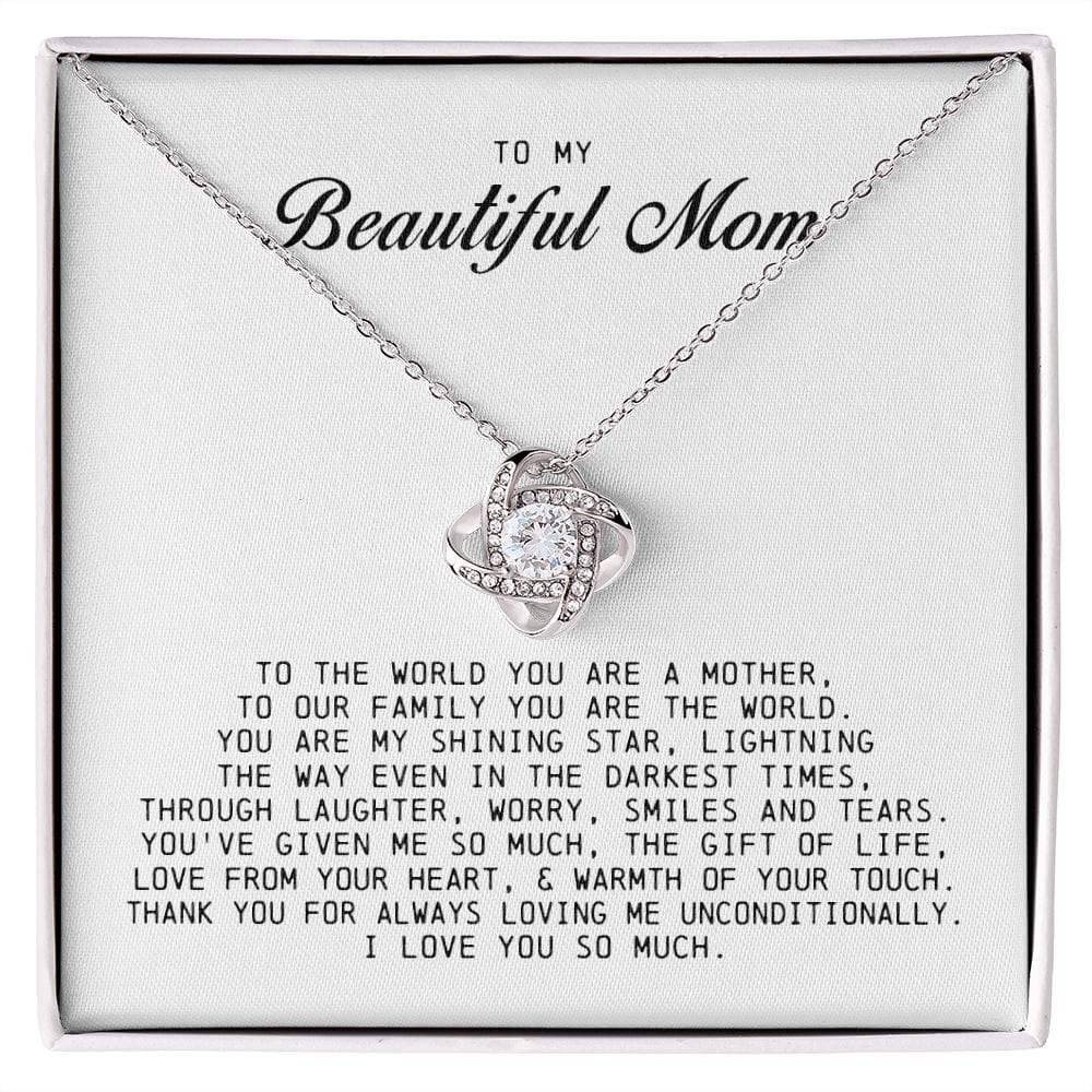 To My Beautiful Mom Love Knot Necklace
