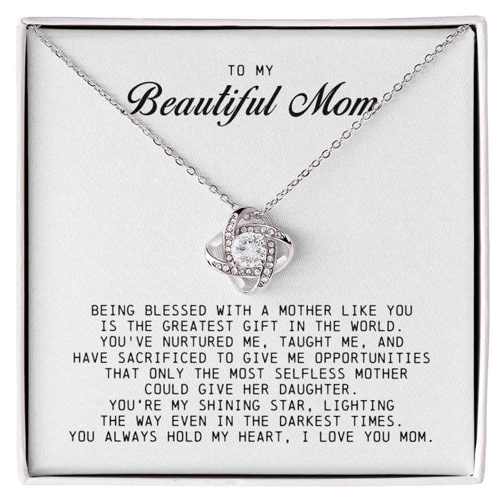 To My Beautiful Mom Love Knot Necklace