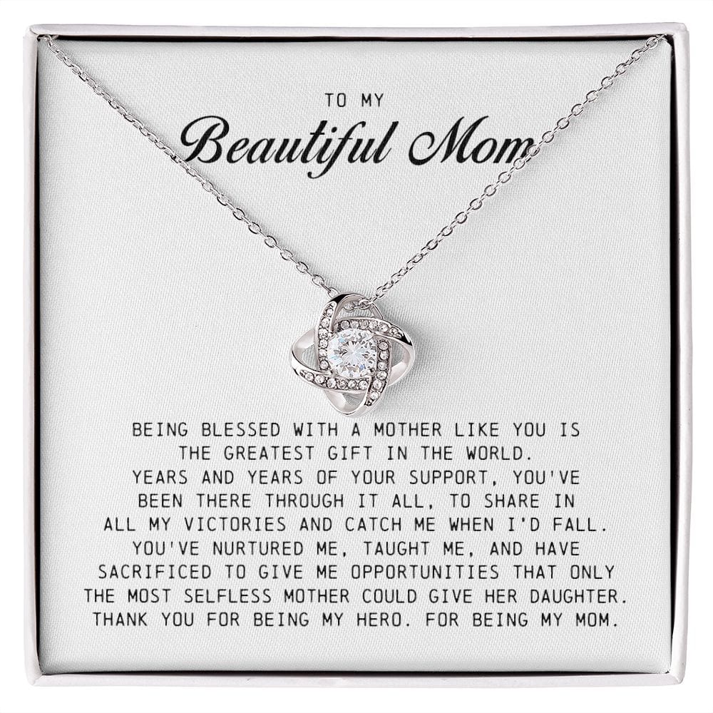 To My Beautiful Mom, Love Knot Necklace
