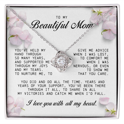 To my Beautiful Mom, Mother's Day Gift, Love Knot Necklace