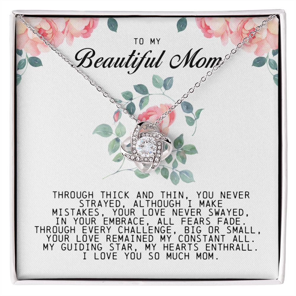 To My Beautiful Mom Love Knot Necklace