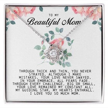 To My Beautiful Mom Love Knot Necklace