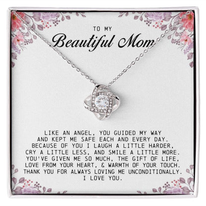 To My Beautiful Mom Love Knot Necklace