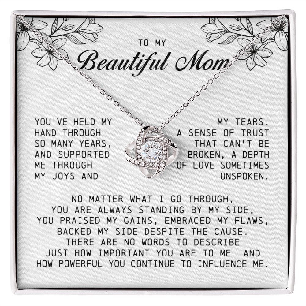 To My Beautiful Mom Love Knot Necklace
