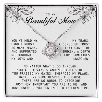 To My Beautiful Mom Love Knot Necklace