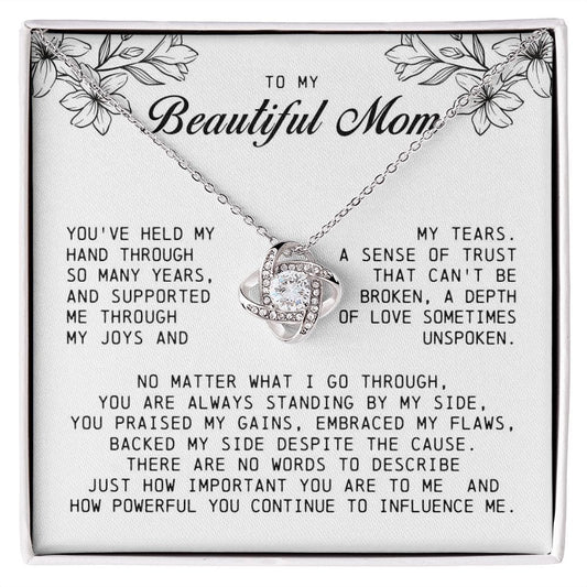 To My Beautiful Mom Love Knot Necklace