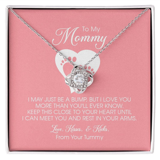 To my Mommy, Mother's Day Gift, Pregnancy Gift for Soon to Be Mom, Baby Shower Gift, Love Knot Necklace