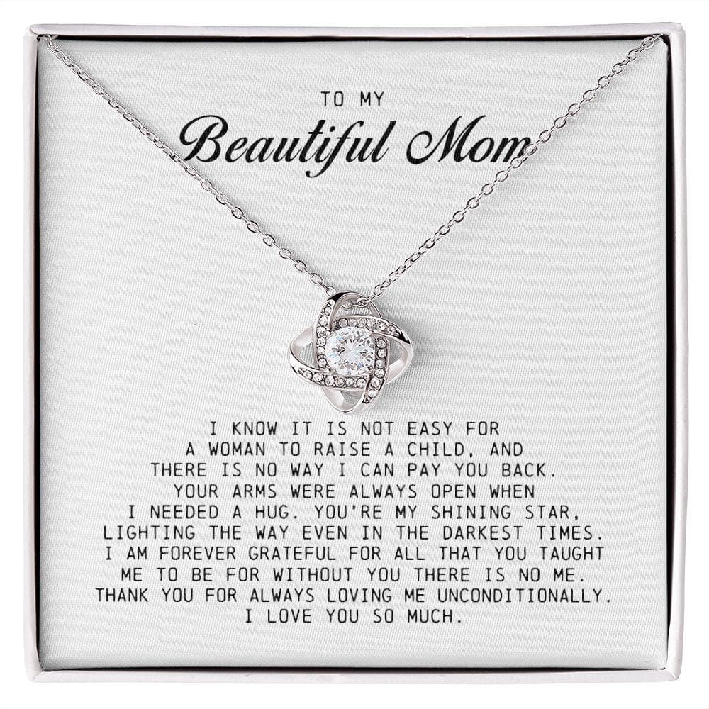 To my Beautiful Mom, Mother's Day Gift, Love Knot Necklace
