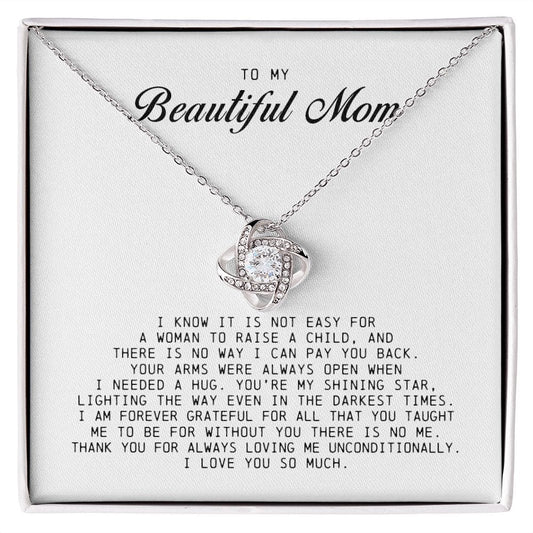 To my Beautiful Mom, Mother's Day Gift, Love Knot Necklace