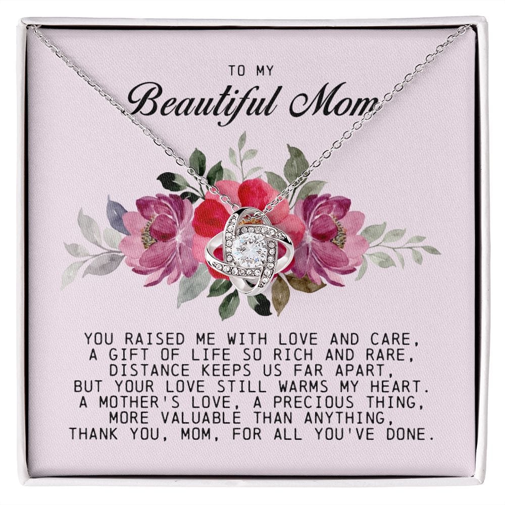 To My Beautiful Mom Love Knot Necklace