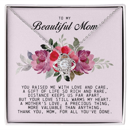 To My Beautiful Mom Love Knot Necklace