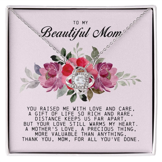 To My Beautiful Mom Love Knot Necklace
