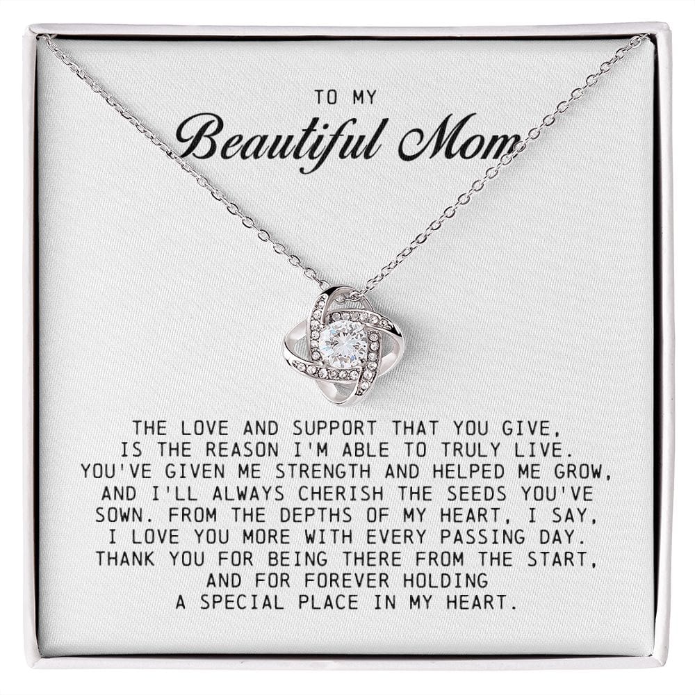 To My Beautiful Mom Love Knot Necklace