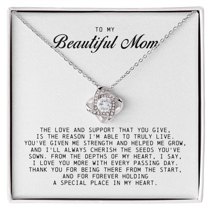 To My Beautiful Mom Love Knot Necklace