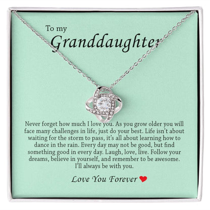 To My Granddaughter, Love Knot Necklace