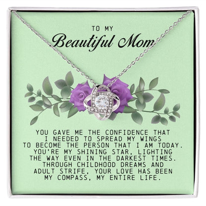 To My Beautiful Mom Love Knot Necklace