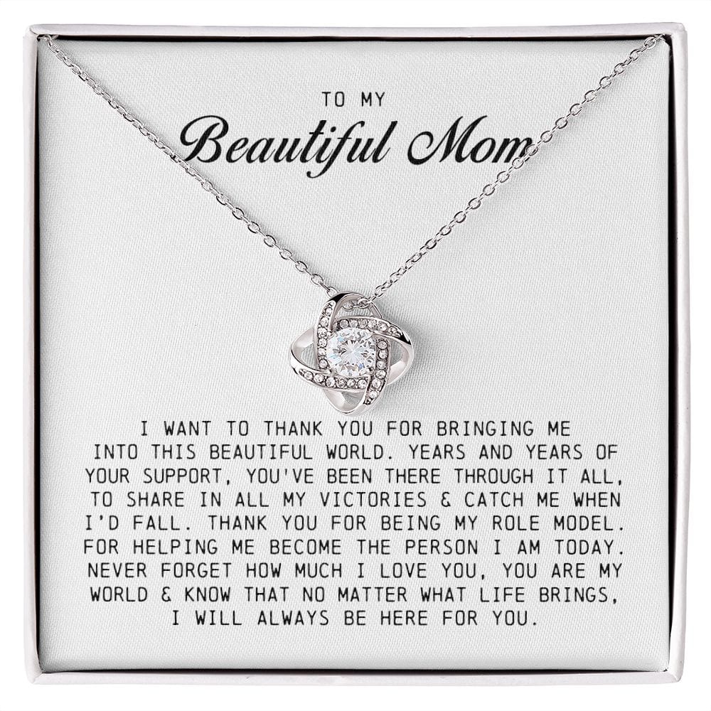 To My Beautiful Mom, Love Knot Necklace