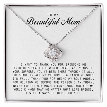 To My Beautiful Mom, Love Knot Necklace