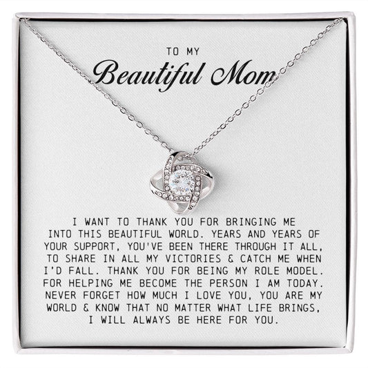 To My Beautiful Mom, Love Knot Necklace