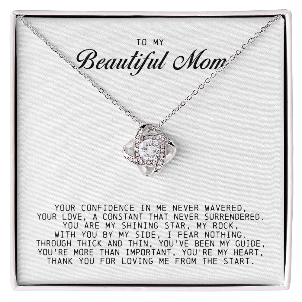 To my Beautiful Mom, Love Knot Necklace, Mother's Day Gift