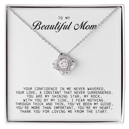 To my Beautiful Mom, Love Knot Necklace, Mother's Day Gift