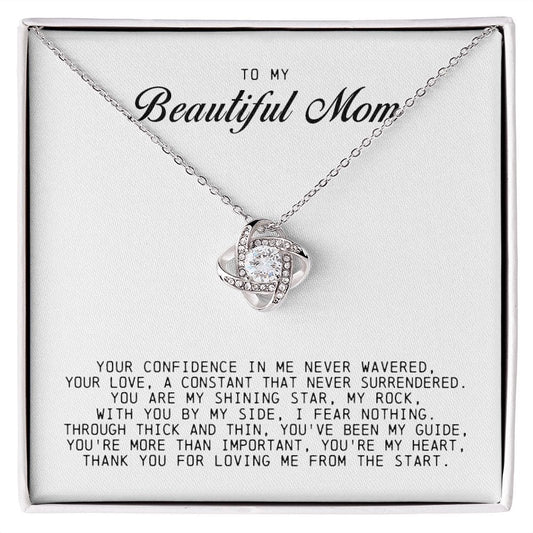 To my Beautiful Mom, Love Knot Necklace, Mother's Day Gift