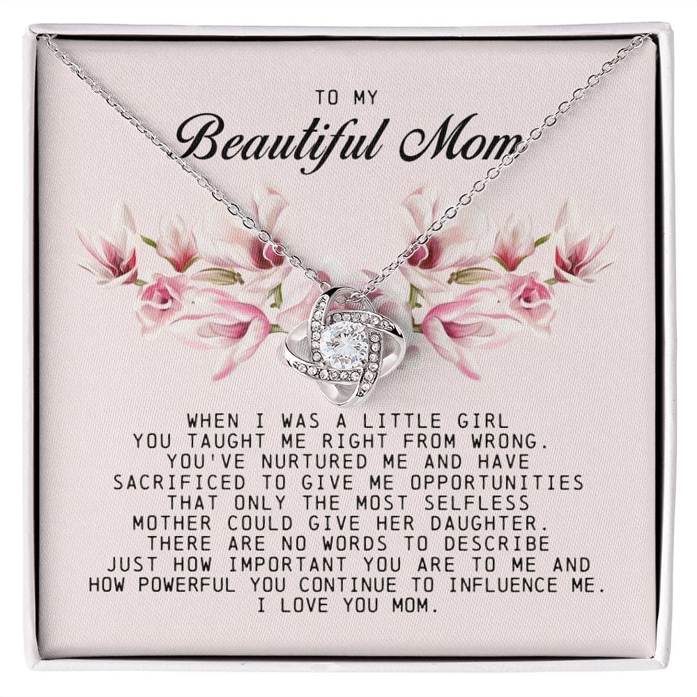 To my Beautiful Mom, Mother's Day Gift, Love Knot Necklace