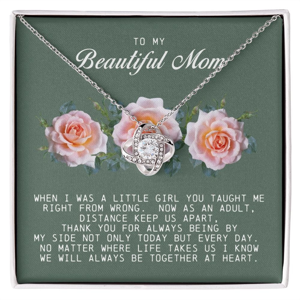 To my Beautiful Mom, Mother's Day Gift, Love Knot Necklace