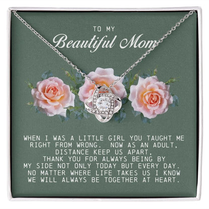 To my Beautiful Mom, Mother's Day Gift, Love Knot Necklace