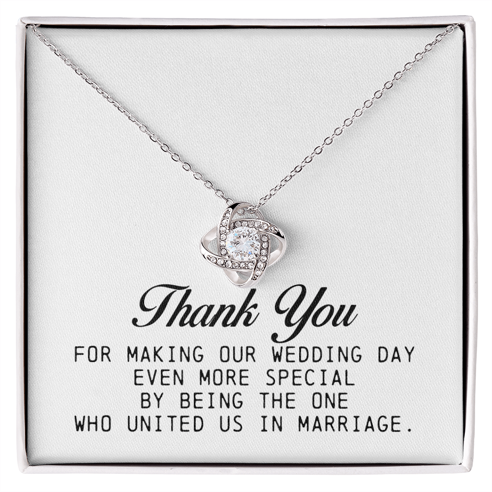 Wedding Officiant Gift, Love Knot Necklace, Thank You for Marrying Us