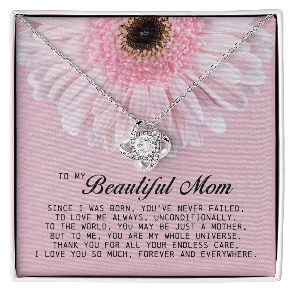 To My Beautiful Mom Love Knot Necklace