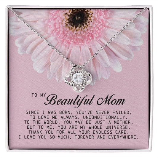 To My Beautiful Mom Love Knot Necklace