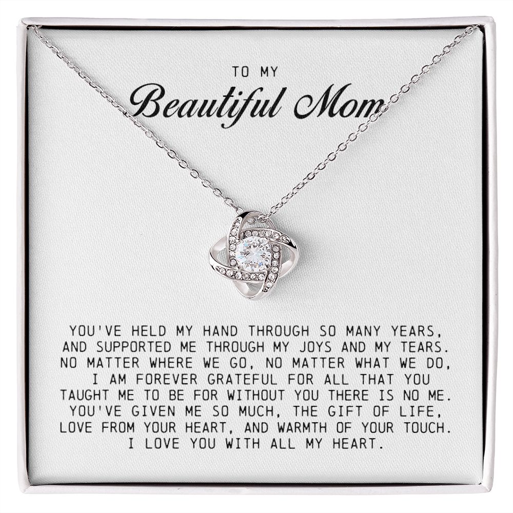 To My Beautiful Mom Love Knot Necklace