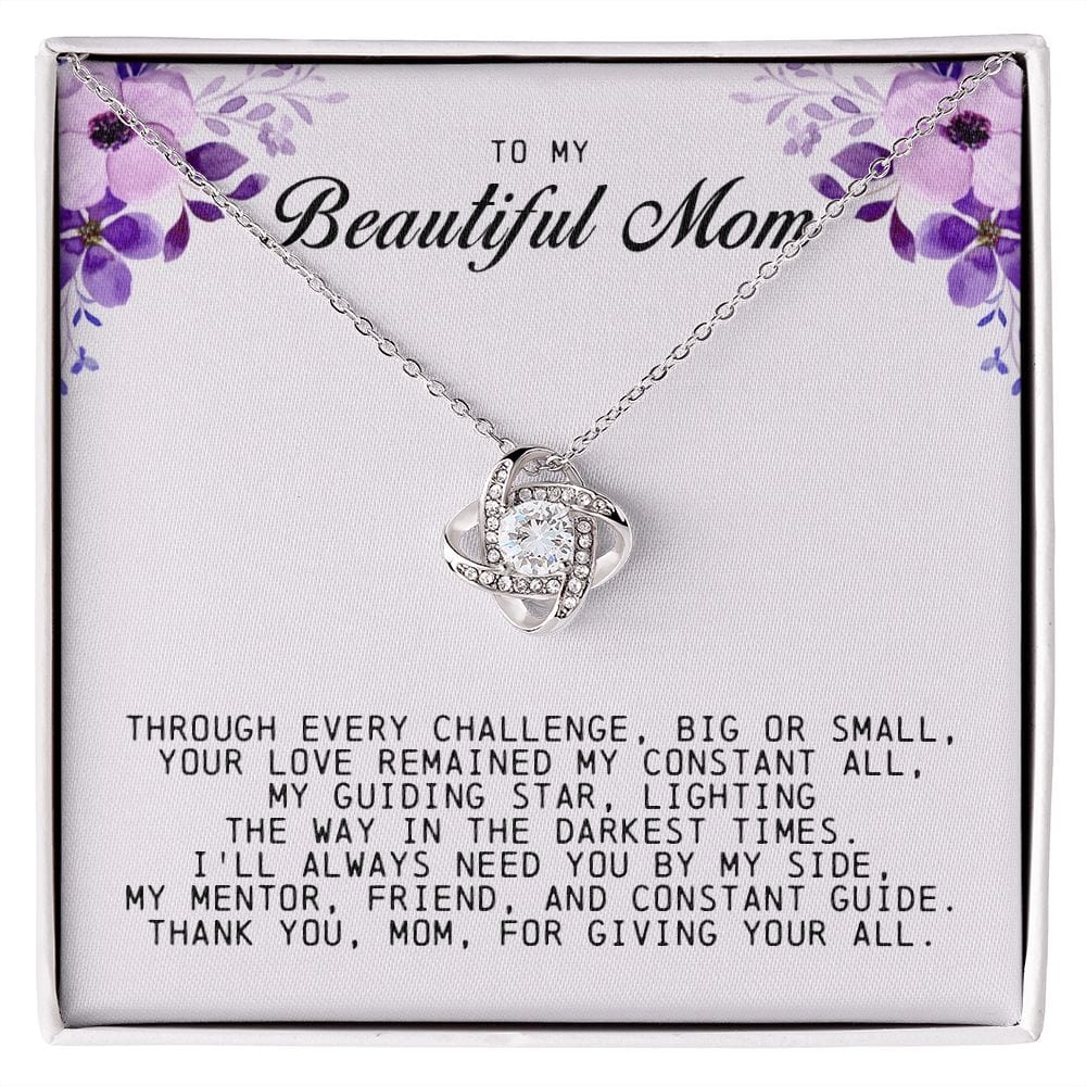 To My Beautiful Mom Love Knot Necklace