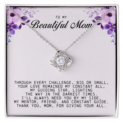 To My Beautiful Mom Love Knot Necklace