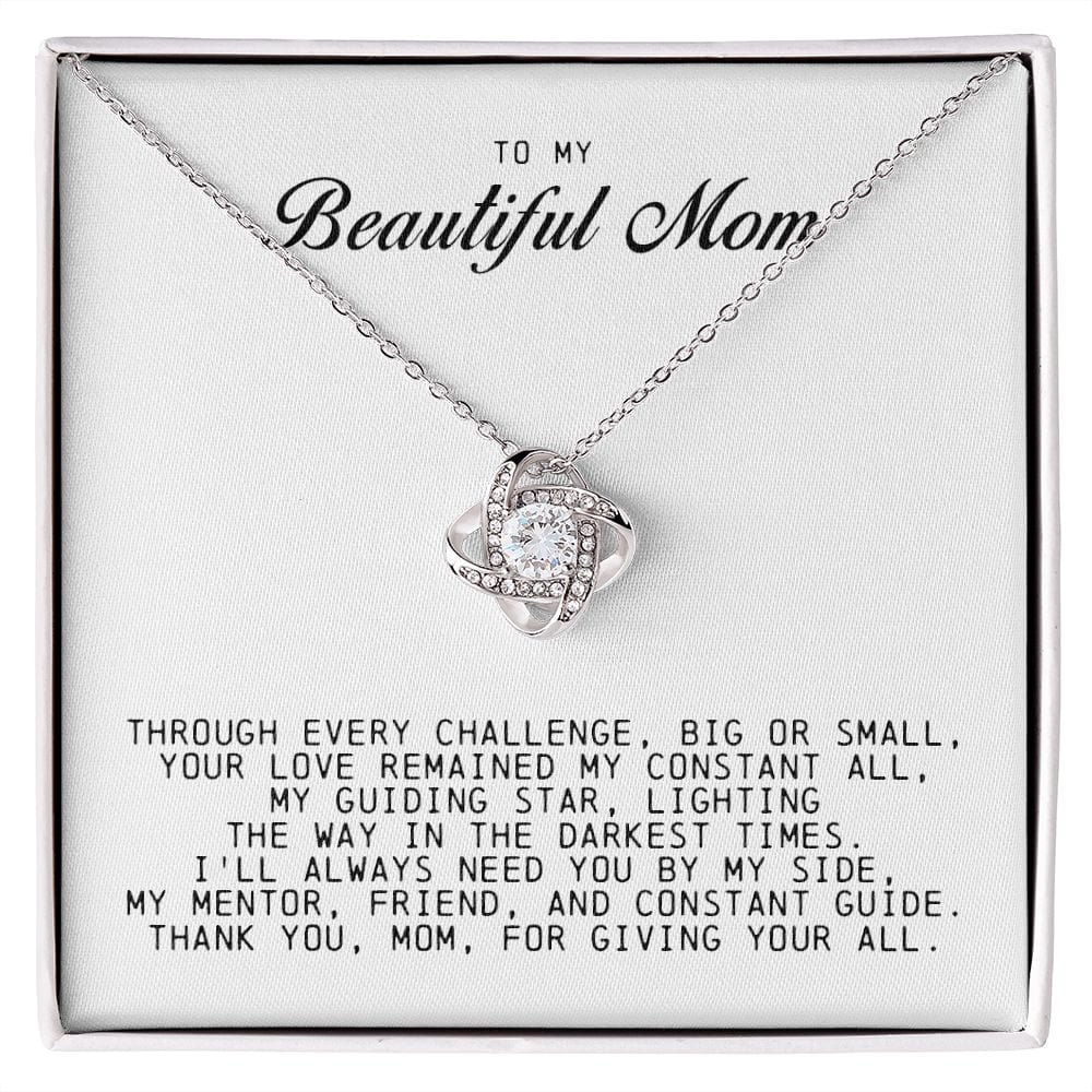 To My Beautiful Mom Love Knot Necklace
