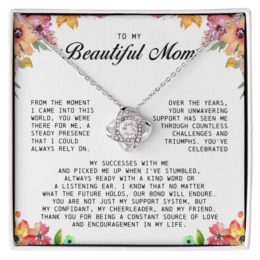 To My Beautiful Mom Love Knot Necklace