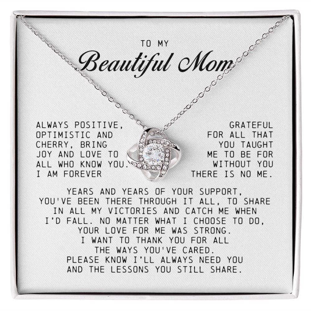 To My Beautiful Mom Love Knot Necklace