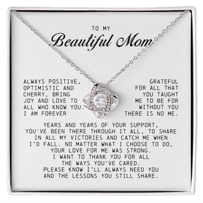 To My Beautiful Mom Love Knot Necklace