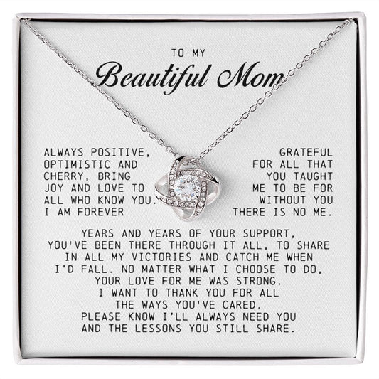 To My Beautiful Mom Love Knot Necklace