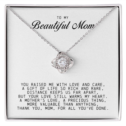 To My Beautiful Mom Love Knot Necklace