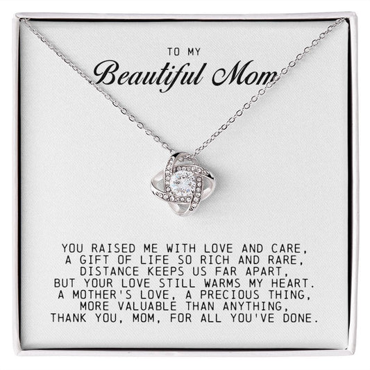 To My Beautiful Mom Love Knot Necklace