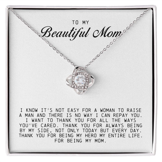 To my Beautiful Mom, Mother's Day Gift, Love Knot Necklace