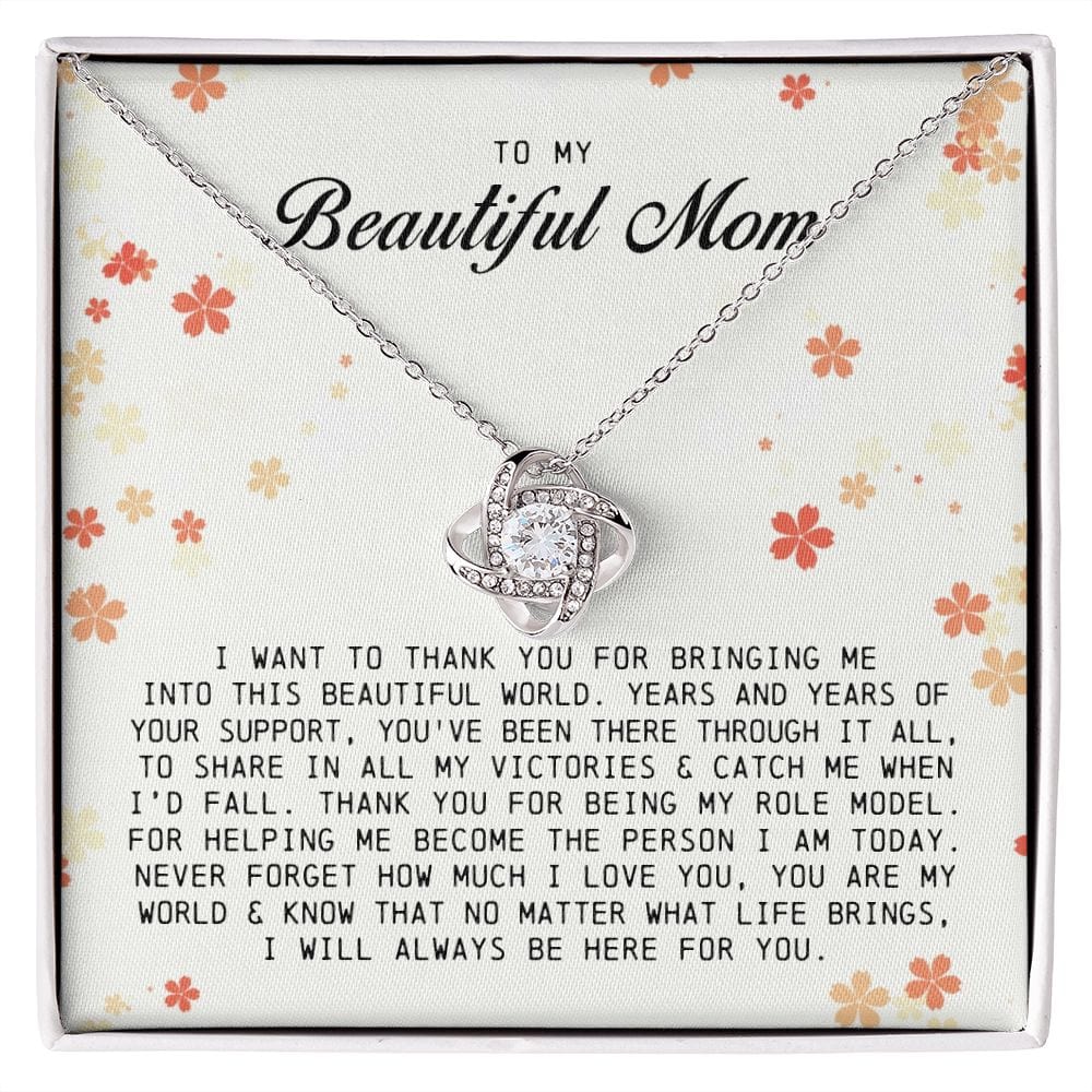 To My Beautiful Mom, Love Knot Necklace