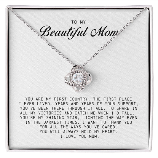 To My Beautiful Mom, Love Knot Necklace