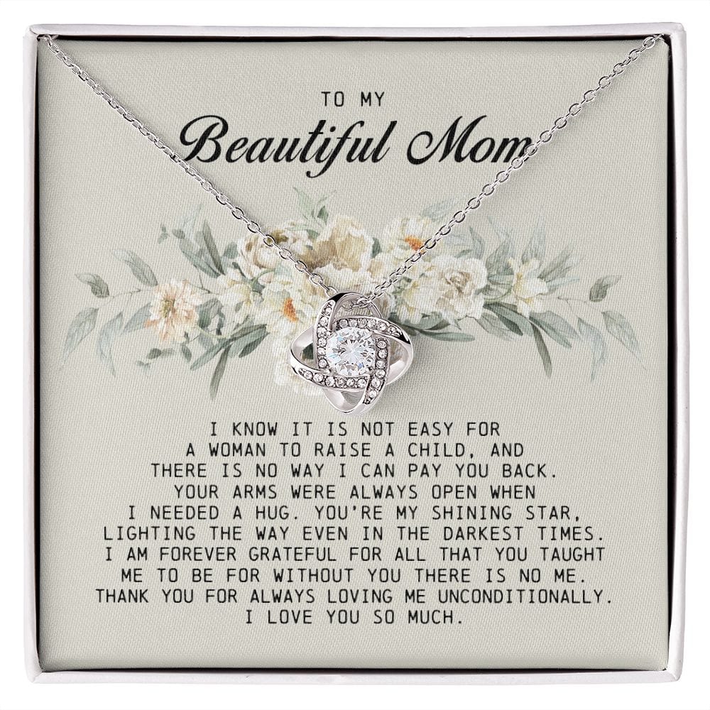 To My Beautiful Mom, Love Knot Necklace