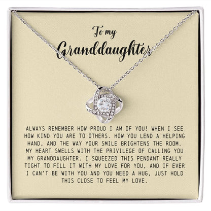 To My Granddaughter, Love Knot Necklace